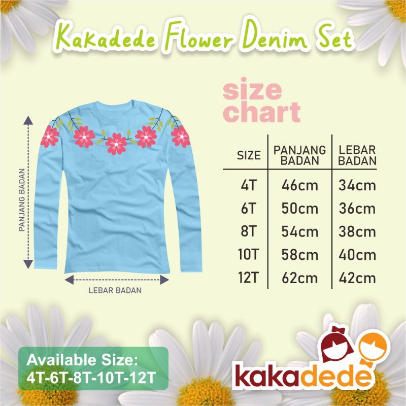 ‼️READY‼️4T - 12T FLOWER DENIM SET BY KAKADEDE