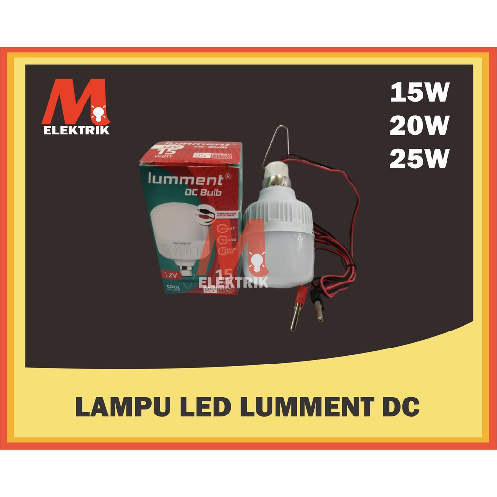 Lampu LED LUMMENT DC BULB Aki Solar Cell Panel Surya DC 12V Kabel Capit Bohlam Accu Emergency