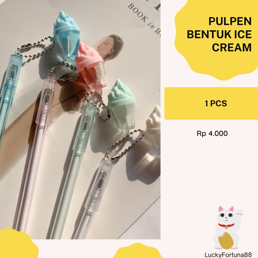 

[Luckyfortuna88] pulpen bentuk ice cream pen bentuk ice cream lucu murah kualitas premium alat tulis kantor alat tulis