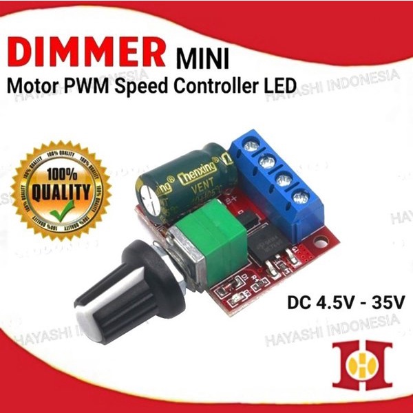 Dimer Dimmer Mini DC Motor PWM Speed Controller 5A 90W 4.5V-35V LED