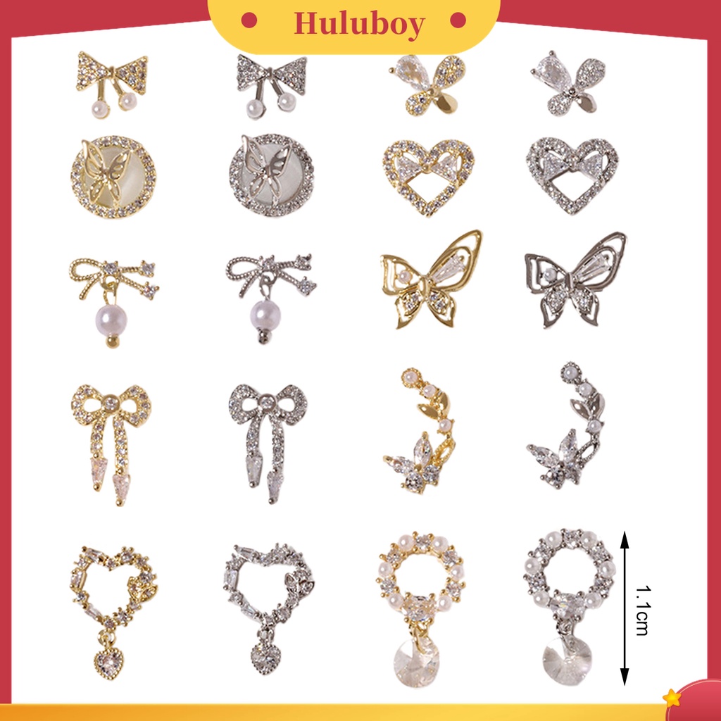 Huluboy Huluboy♡ Berlian Imitasi Bentuk Hati Bahan Alloy Untuk Dekorasi Nail Art