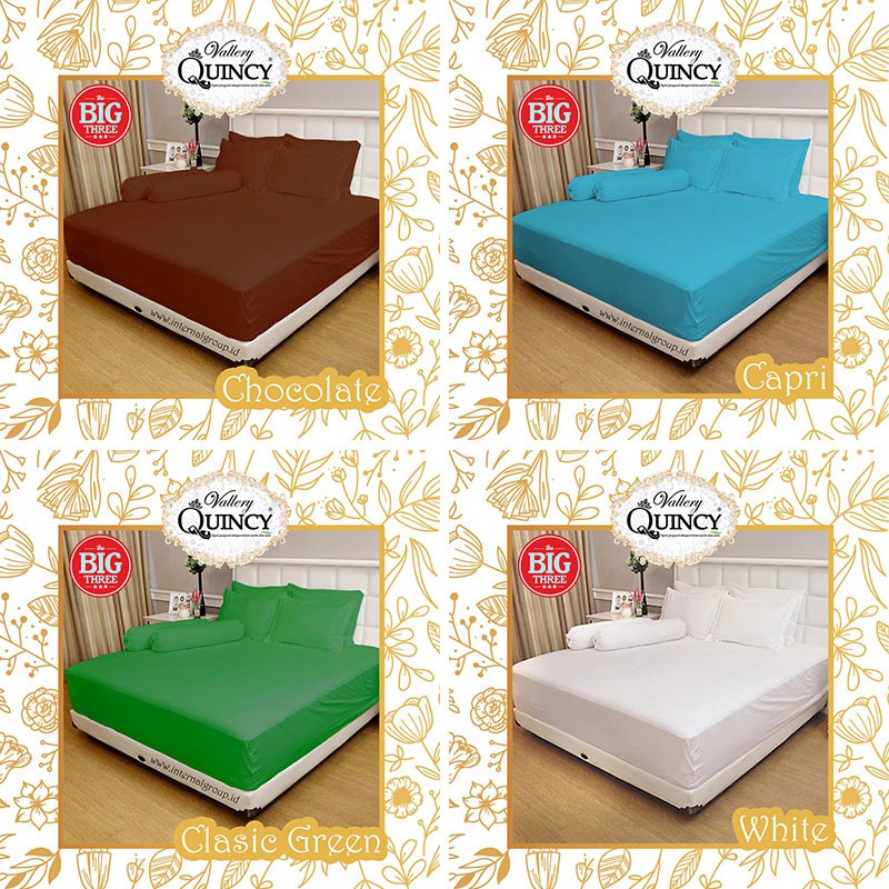 Sprei Polos 120x200 Tinggi 30 QUINCY VALLERY warna merah biru hijau pink coklat - Single Size 120 SP