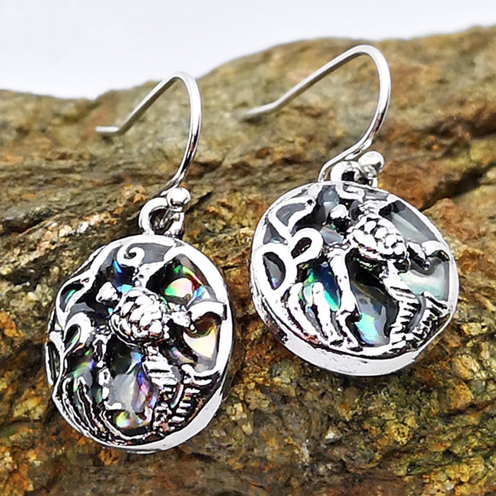 Hu Hu Hu Hu Hu Alat Bantu Pasang Kacamata♡ Anting Kait Gantung Bentuk Bulat Desain Kurakura Abalone Imitasi Kreatif Untuk Wanita