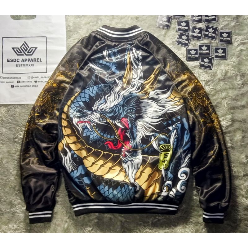 (COD)JAKET BOMBER SUKAJAN PRIA VINTAGE ESDC APPAREL JAPAN STYLE/Jaket Jepang Naga/Jaket Naga Memphis