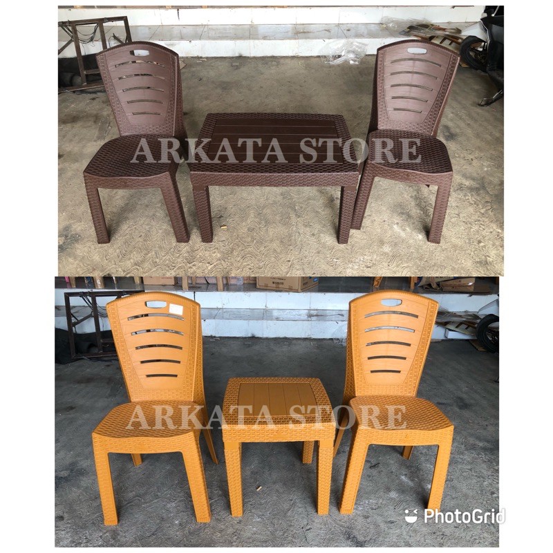 1 set Kursi Teras Plastik 2 kursi OL 203 meja Olymplast 1 set Kursi Teras Plastik 2 kursi OL 203 meja Olymplast