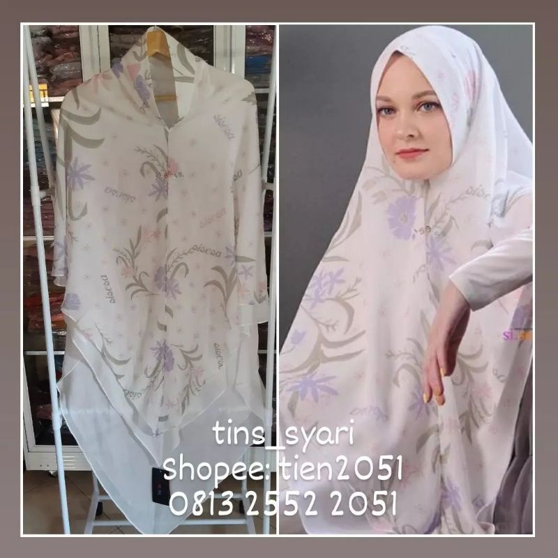 sisesa khimar printing koleksi putih bw idul adha