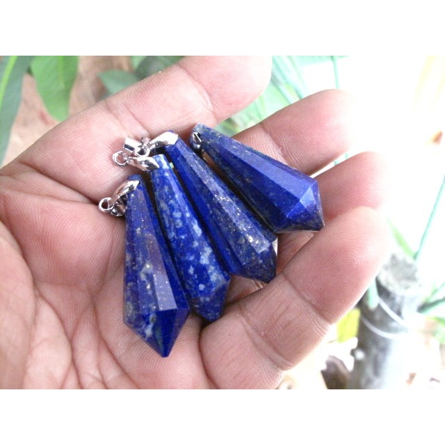 [LL001] 12-Sided Natural Lapis Lazuli Pendant 4pc/25gr