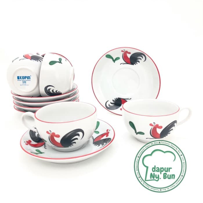 

6 Pasang Cangkir Set Seri 8 Ayam Jago Seri 2 Cangkir Kopi Teh