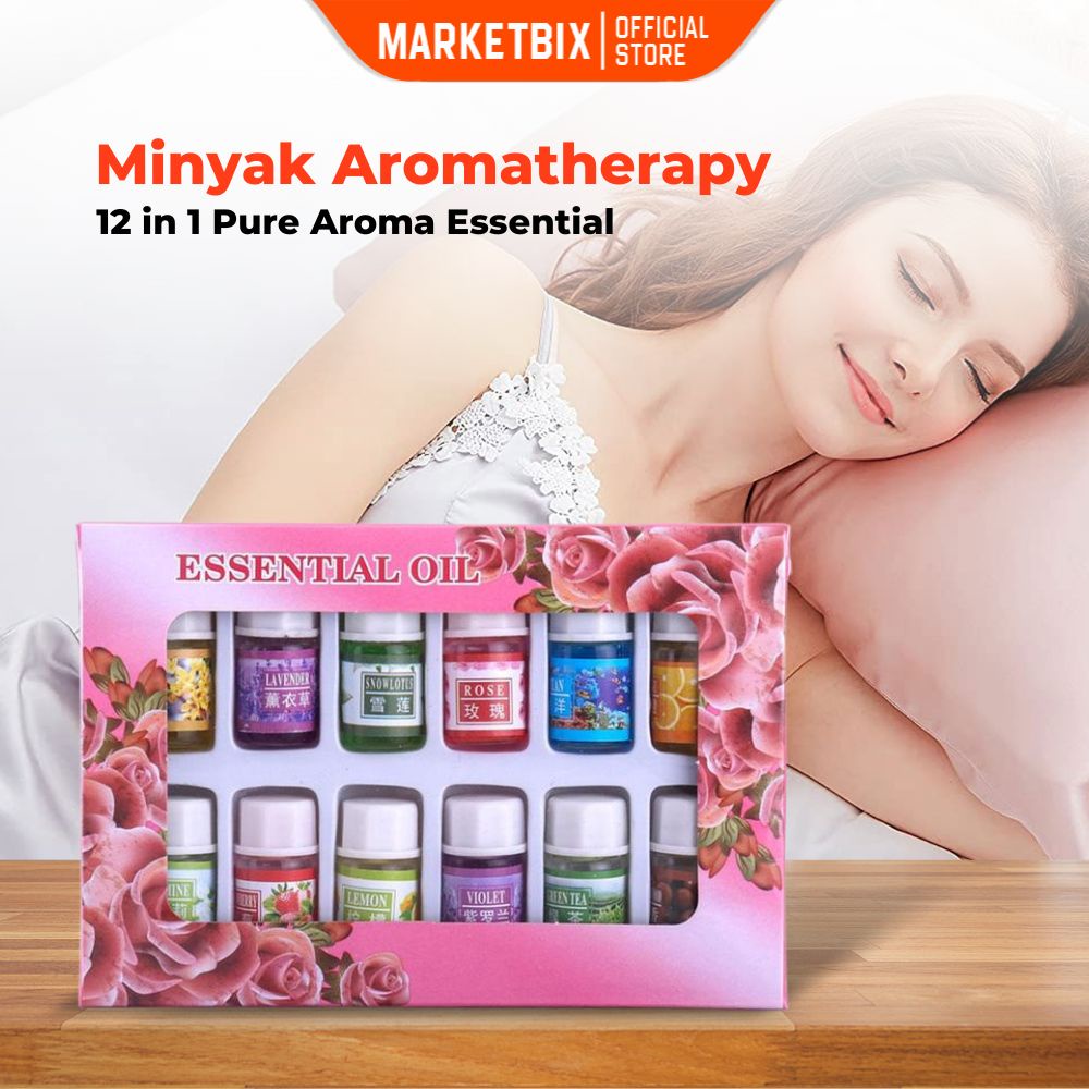 MARKETBIX Pelembab udara Pure Aroma Essential Oil Minyak Aromaterapi Oil Essential 12 in 1 3ml