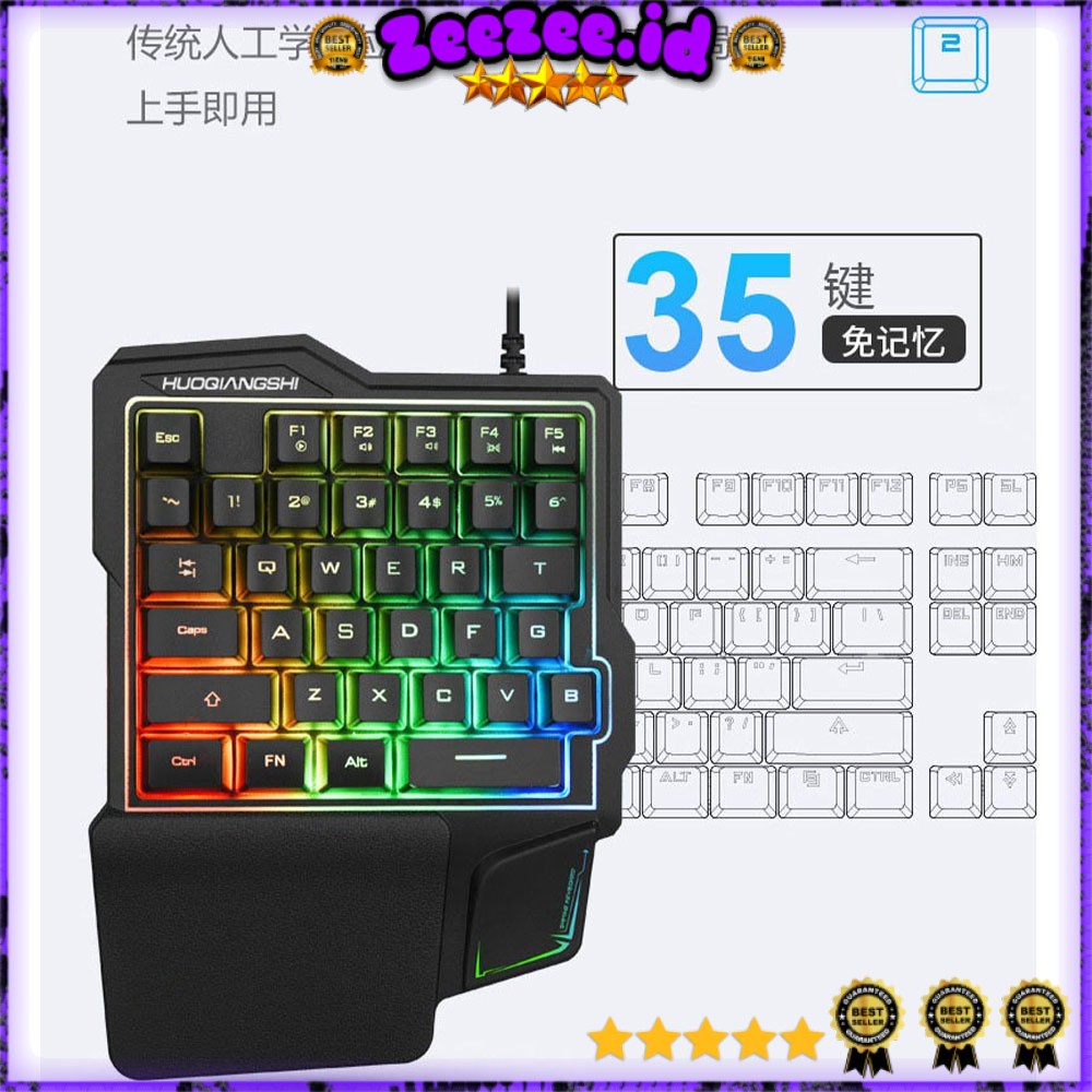 Single Hand Gaming Keyboard RGB 38 Keys - K108 - Black OMKY1UBK