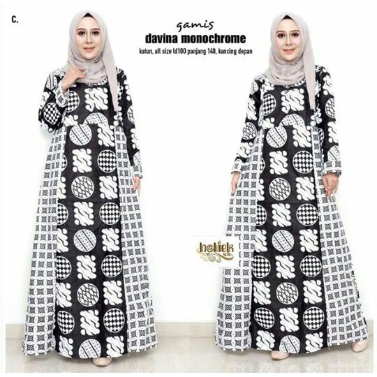 GROSIR BATIK GAMIS DAVINA MONOCHROME