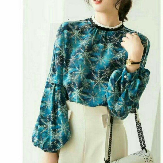 7082 Baju atasan blouse lengan balon wanita import baju blouse kerja cewek import korea kekinian