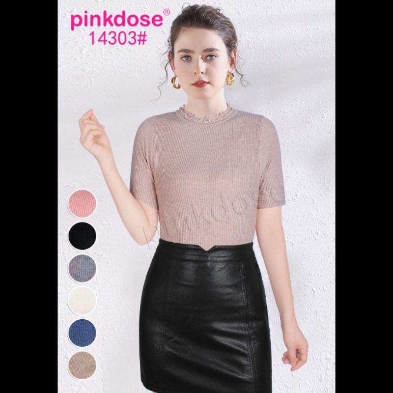 Body Fit Lengan Pendek Pinkdose Rajut Import Original