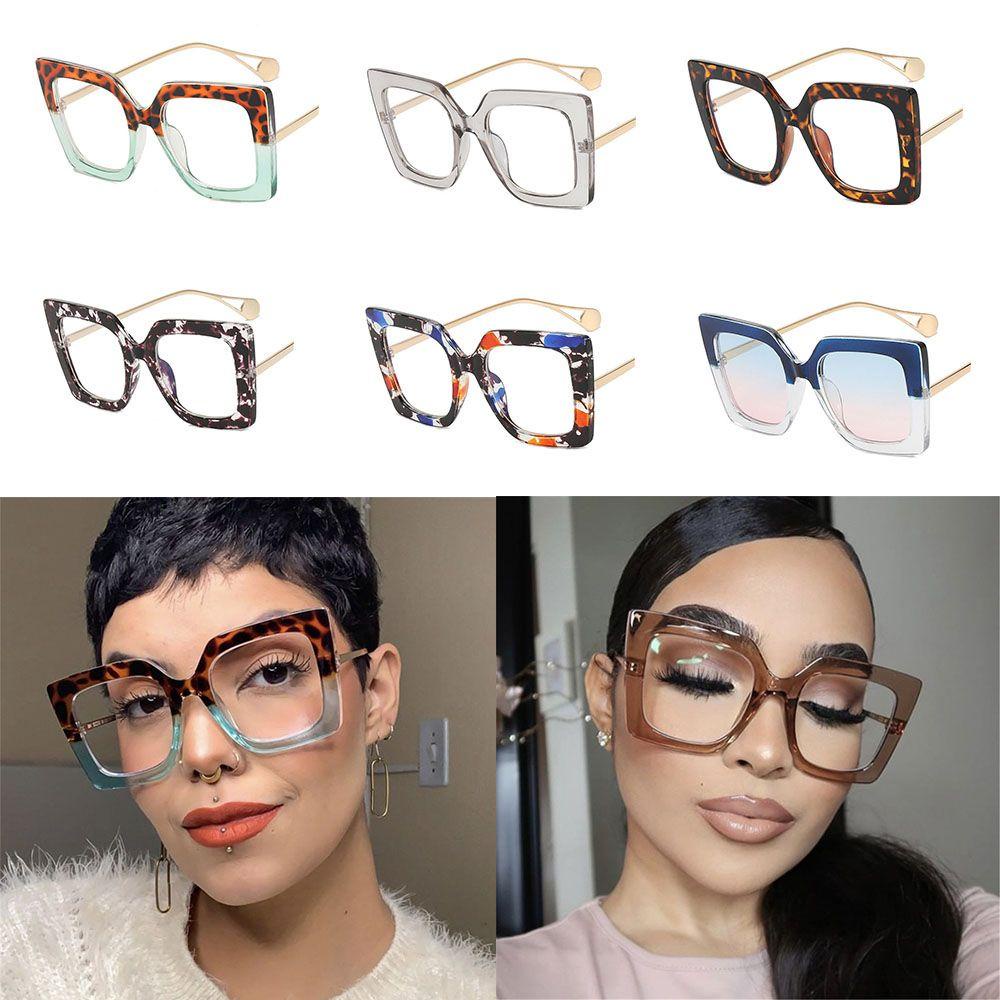 Lily Square Kacamata Wanita Kecantikan Oversized Female Spectacles Vintage Sunglasses Frame