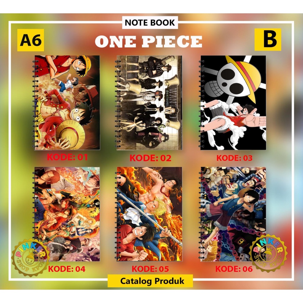 

Notebook Anime Ukuran A6 10,5 cm x 14,8 cm ONE PIECE Seri B