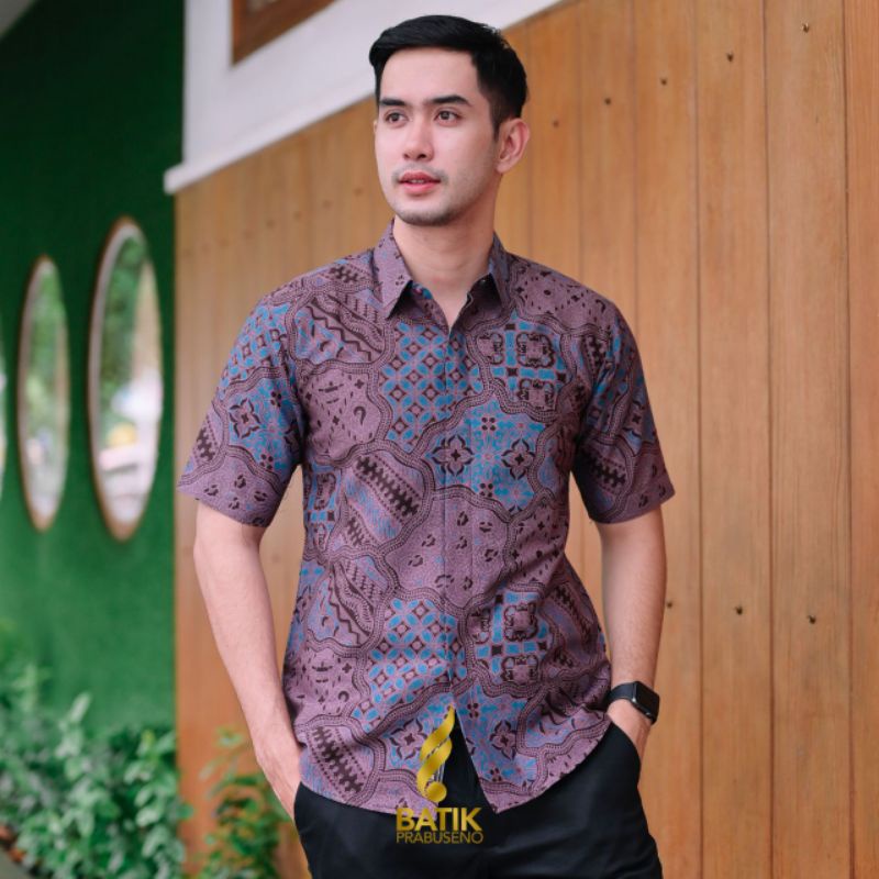 Jagadmuda Lengan Pendek Slimfit Original Baju Batik Prabuseno Kemeja Pria Bahan Katun Printing Halus