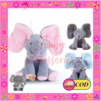 Toys Peek A Boo Elephant Gerak Telinga Boneka Gajah mainan anak bisa nyanyi KADO ULTAH