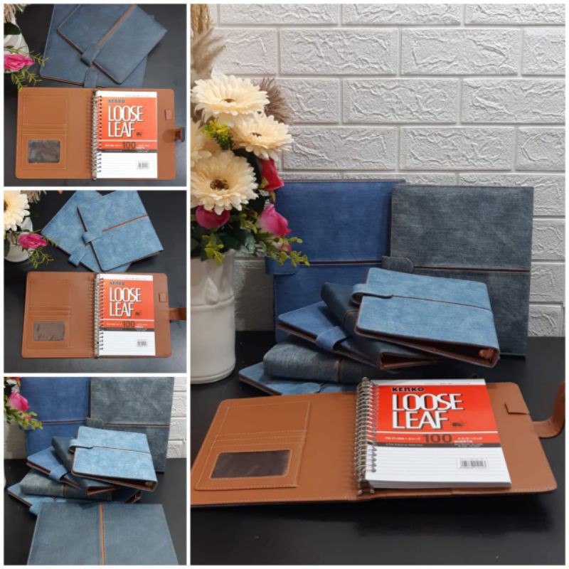 

ZIRA" Binder premium Kulit Sintetis Denim/Binder Exclusive A5 Ring 20, B5 Ring 26