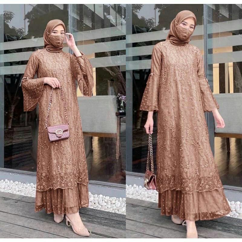 °Baru° Dhea Maxi Brukat Full Premium / Gamis Pesta Remaja Dewasa Wanita Kekinian / Dress Kondangan Jumbo Seragam