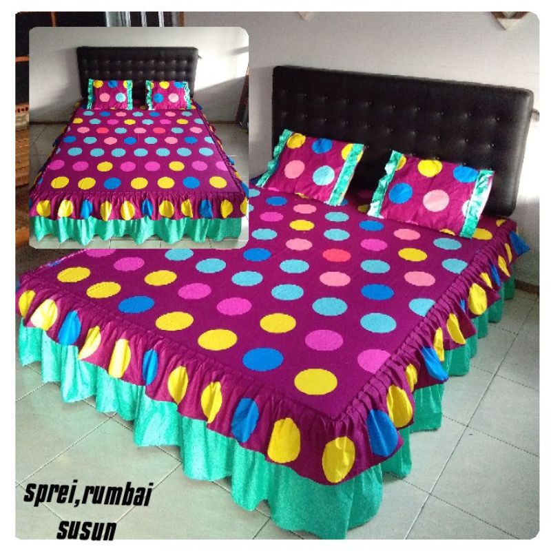 Sprei rumbai susun motif ukuran 180x200