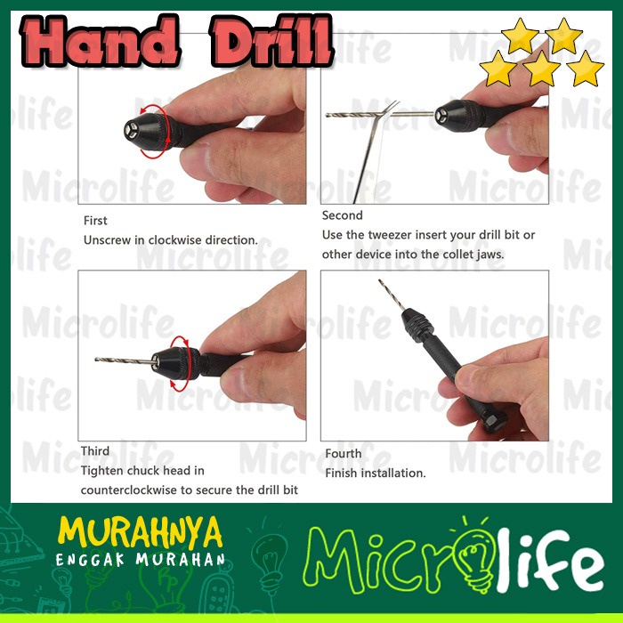 Bor Tangan Manual Serbaguna Mini Hand Drill Bonus 48 Mata Bor