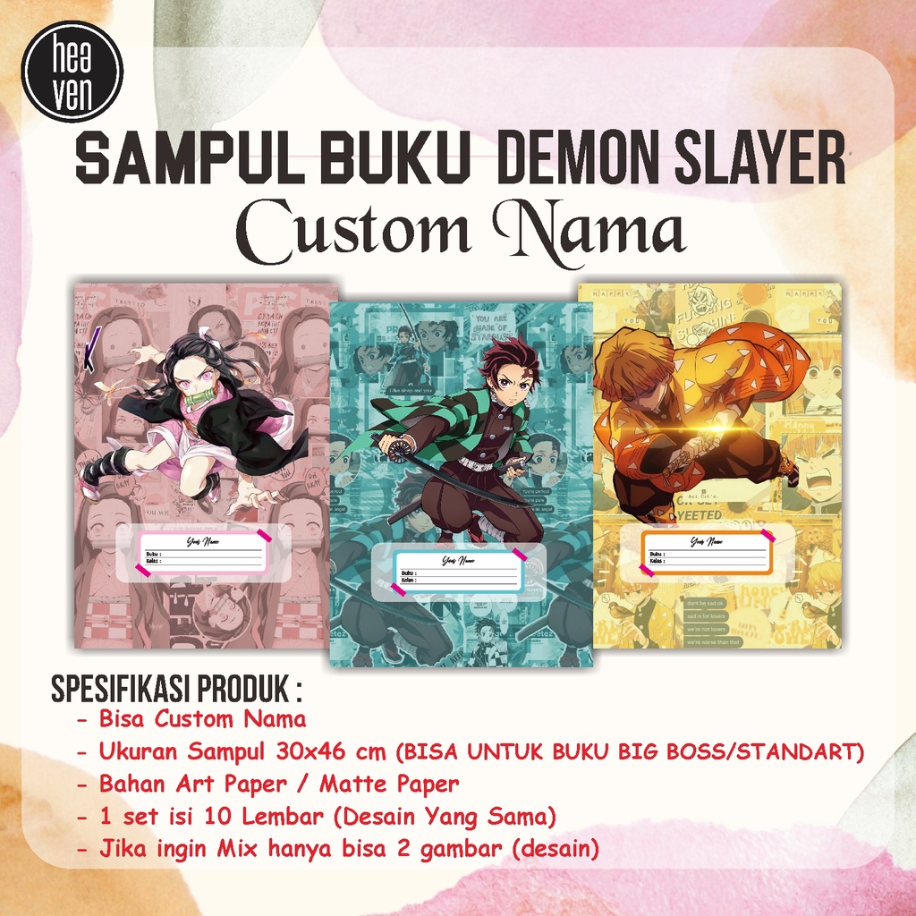 Sampul Buku Tulis DEMON SLAYER - Sampul Buku Tulis ANIME - CUSTOM nama - SAMPUL BUKU