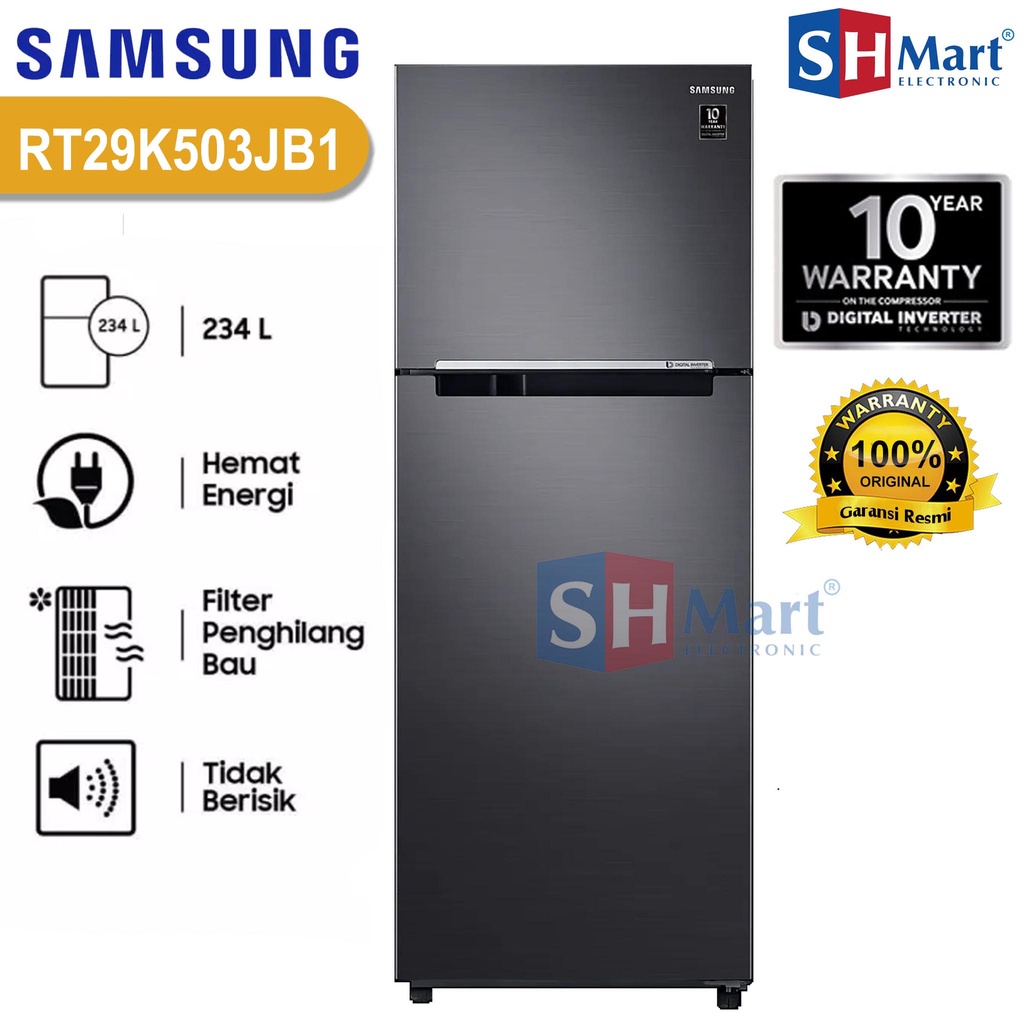 KULKAS SAMSUNG 2 PINTU KAPASITAS 300 LITER RT29K503JB1 RT29 ALL AROUND COOLING GARANSI RESMI MEDAN