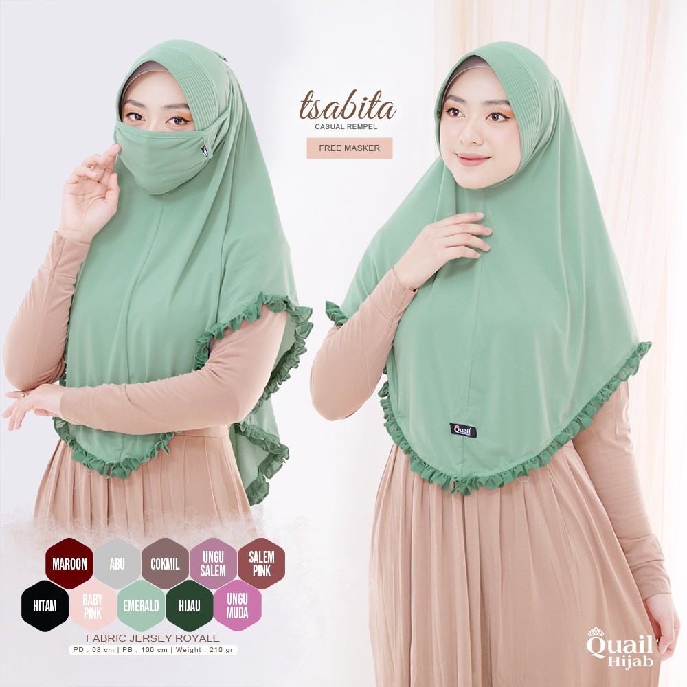 RESTOKK~ TSABITA HIJAB INSTAN ORIGINAL QUAIL HIJAB | HIJAB INSTAN RENDA REMPEL | HIJAB QUAIL | ORIGINAL TANGAN PERTAMA-2