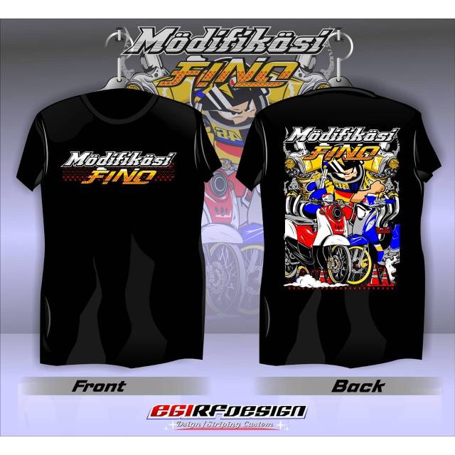 T Shirt Kaos Baju Thailook Modifikasi Fino Bahan 30s Sablon Plastisol Ukuran L XL Universal.