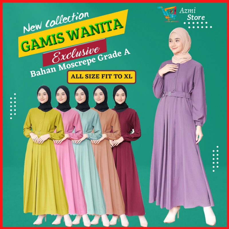 Baju Gamis Wanita Remaja Polos All Size Simple Elegan Terbaru 2022 Gaun Pesta Muslimah Syar'i Kekini