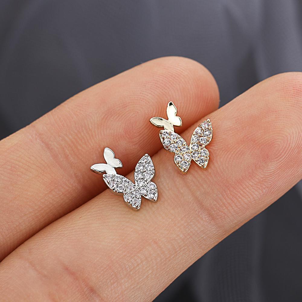 Lily Butterfly Earrings Perhiasan Tulang Rawan Anting Palsu Berlian Imitasi Ear Cuff