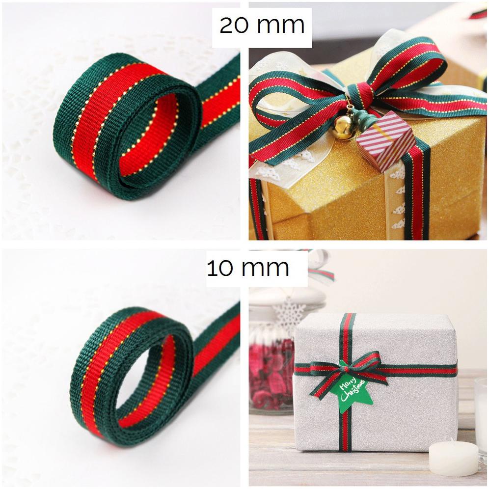 

PITA KADO NATAL MERAH HIJAU GOLD STRIPE CHRISTMAS RIBBON 1 ROLL 2 CM 1 CM CICIGUDANG