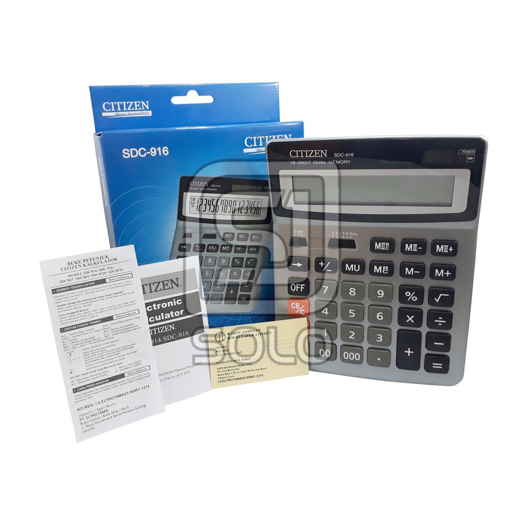 Calculator Kalkulator CITIZEN SDC-916 Dekstop Calculator Original