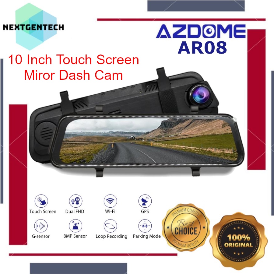 AZDOME AR08 Mirror Car Dash Cam Camera WIFI GPS Kamera Mobil Dashcam
