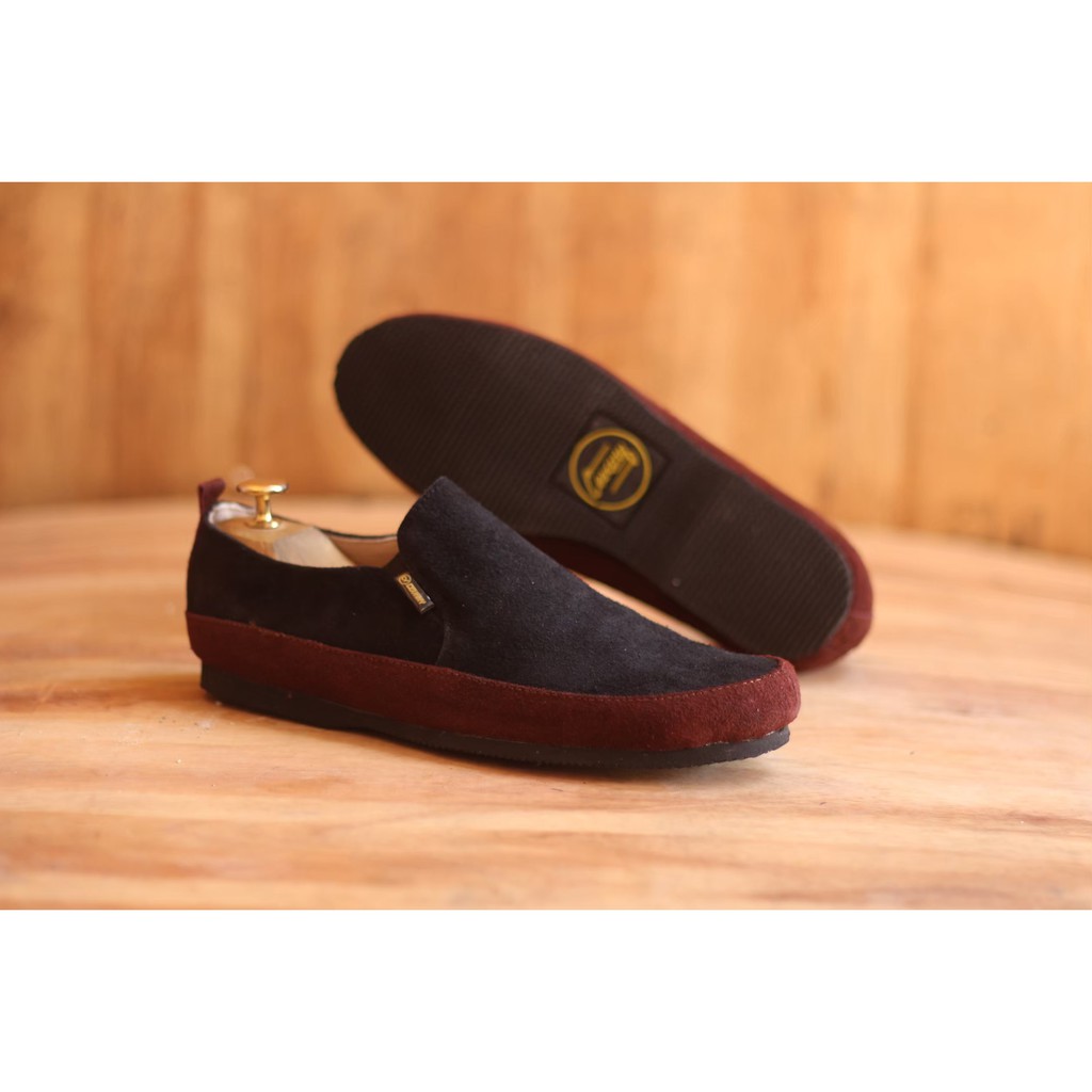 Sepatu santai slip On slop Kasual Pria Kulit Suede CEVANY MARIO ORIGINAL sepat