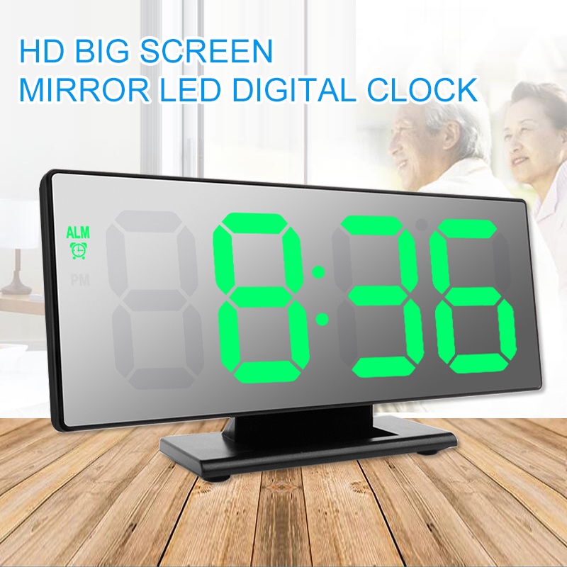 Jam Meja Digital Led Weker / Digital Alarm Clock Mirror DS-3618L Green