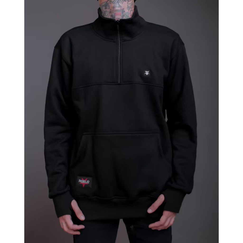 Jaket pria IKC 002 distro cbr six Bandung hoodie dua sisi bolak balik keren grosir pakaian pria H0D7-Hitam Sweater Rebel