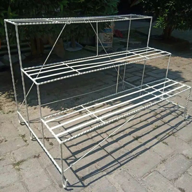 rak pot besi 3 susun rak besi