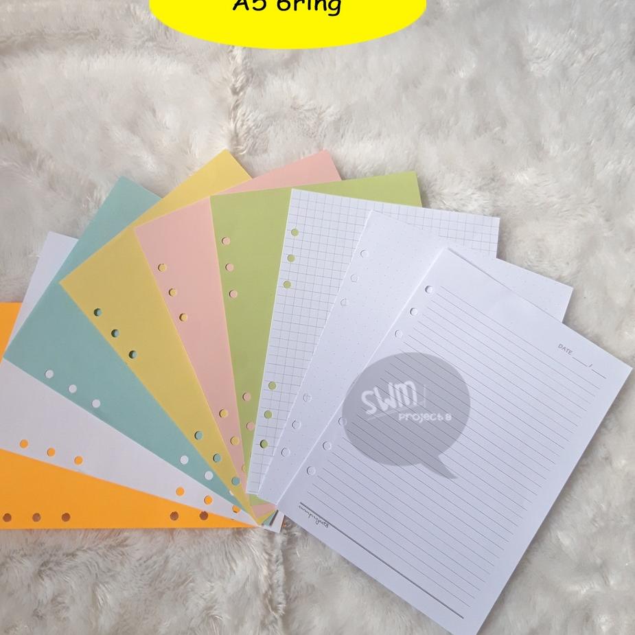 

[KODE PRODUK CQIF96276] A5 6ring - isi binder refill loose leaf kertas file filler color warna polos bergaris kotak titik