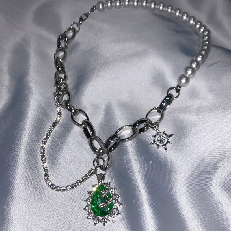 Kalung Mutiara Emerald Gaya Korea Untuk Aksesoris