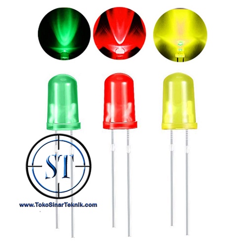 x10 Led Standard 5mm HIJAU MERAH KUNING DOP Color LED Light Emitting Diode DIP isi 10 Pcs