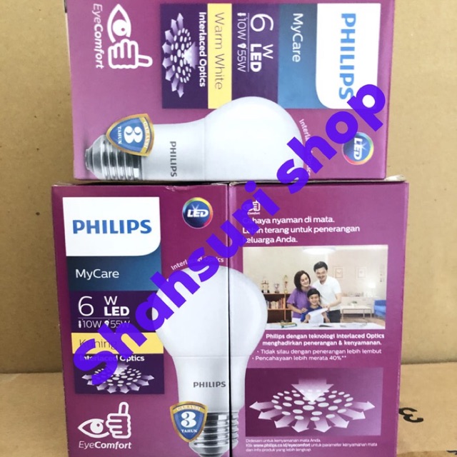 Philips led mycare 6w my care 6 watt 6 w warm white kuning