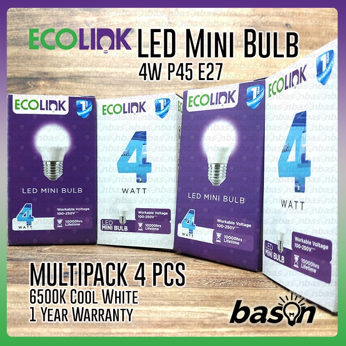 ECOLINK Multipack LED Bulb 4W P45 Paket isi 4 - Bohlam Lampu LED Mini