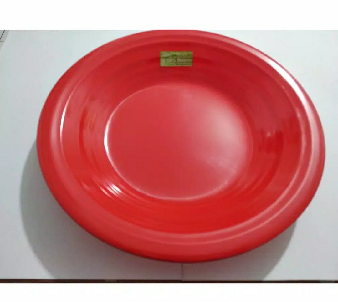 Golden Flying Fish ((2 Pcs )) P1001 Piring Melamin Ulir Datar 9.4 Inc Merah