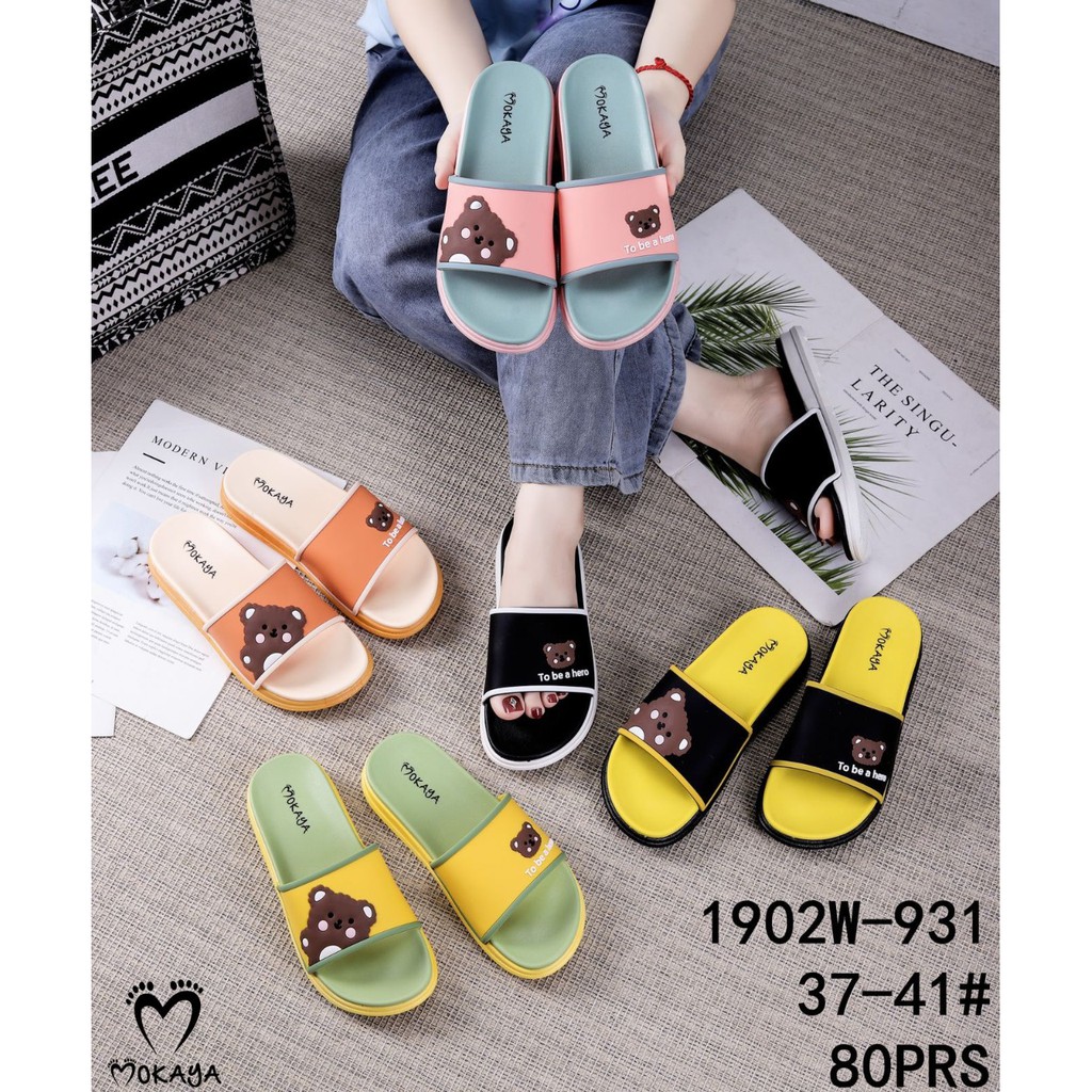 Sandal slop impor wanita motif Baby Bear lucu - Mokaya Hero Bear 1902 (37/41)