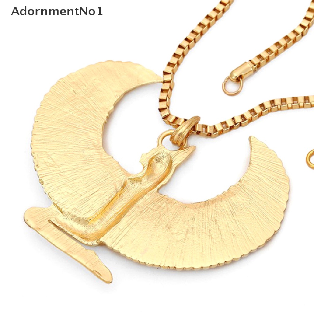 (AdornmentNo1) Kalung Rantai Dengan Liontin Burung Horus Mesir Bahan Metal Warna Emas