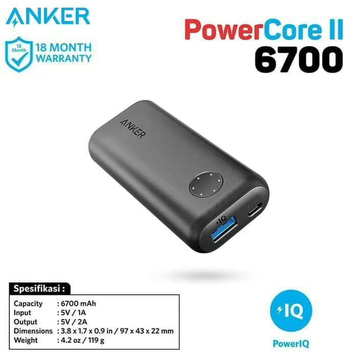 ANKER Powerbank PowerCore II Power Bank 6700 mAh Speed