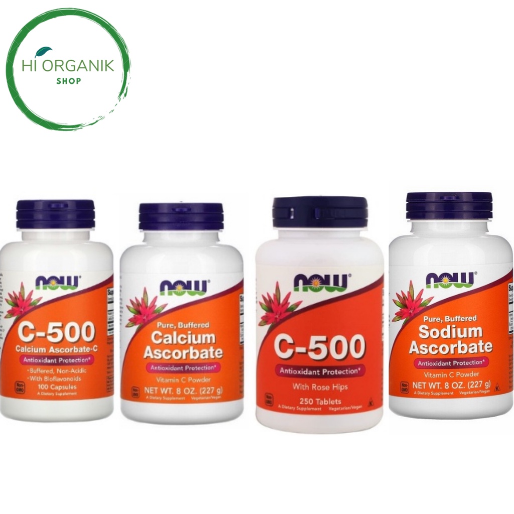 Now Foods Pure Buffered Calcium Ascorbate Vitamin C Powder 227 g ; C 500 Calcium Ascorbate C 250 Cap