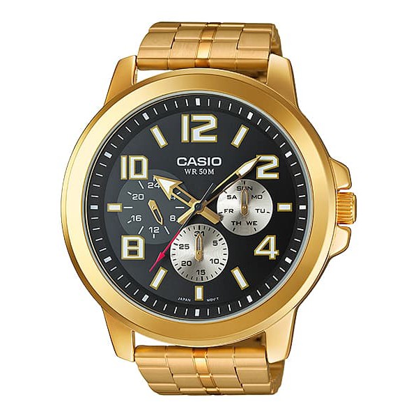 Casio Analog Jam Tangan Pria Rantai Gold MTP-X300G-1A Original