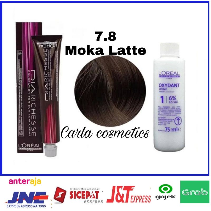 toning rambut loreal diarichesse 7.8 moka Latte + oxidant L'oreal 75 ml
